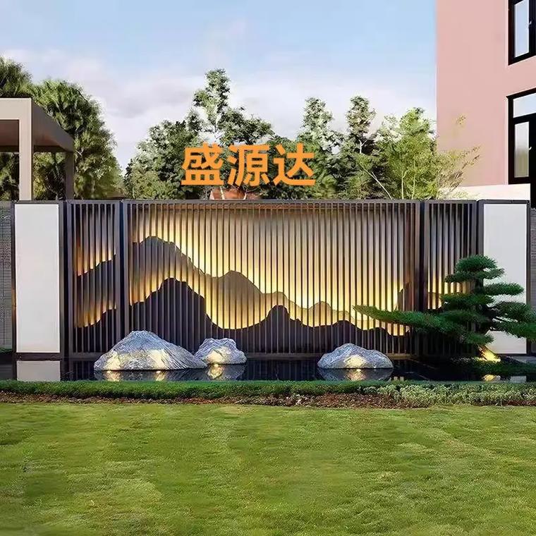 不銹鋼影壁墻的藝術蛻變 室外假山款定制方案